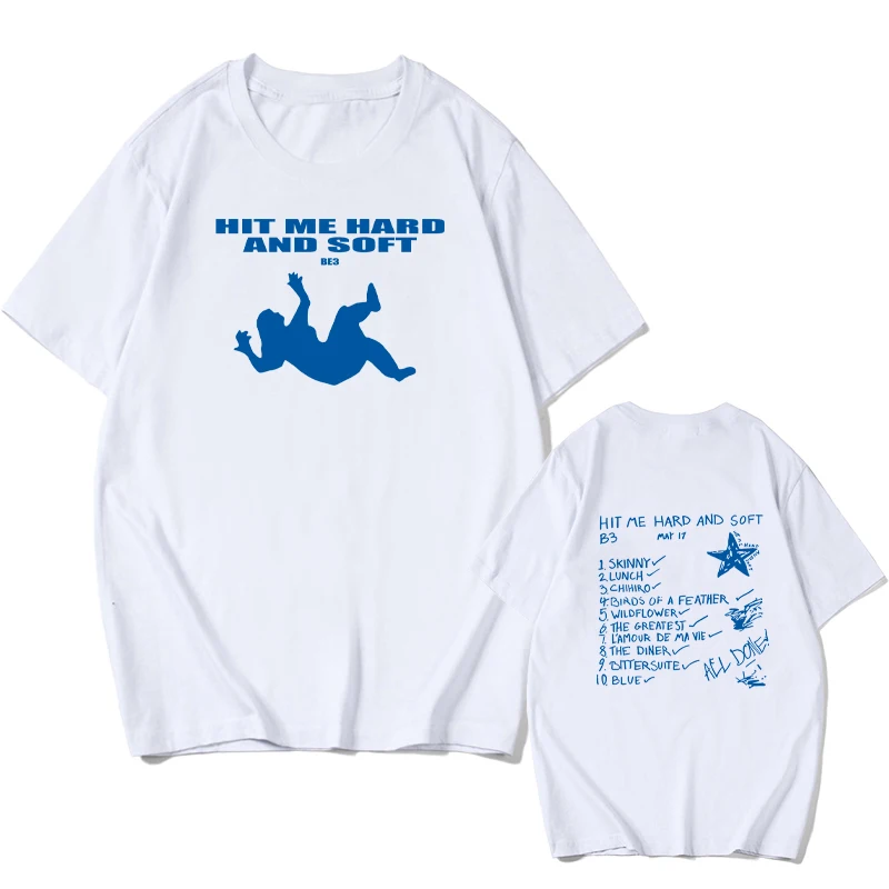 Billie Hit Me Hard and Soft Printed T-Shirt Men's Women's Summer Harajuku O-Neck Cotton European Size Casual Summer Top 01336