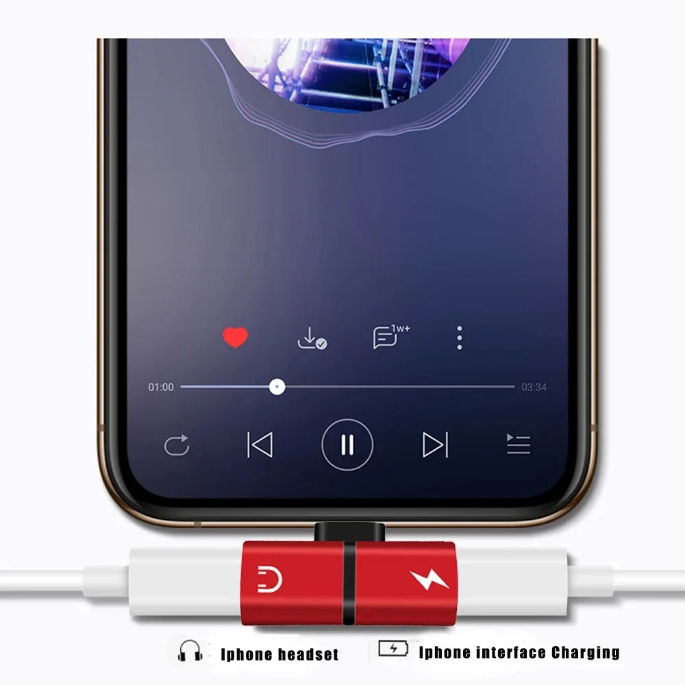 

2 In 1 Dual Ports Headphone Aux Adapter Converter for Iphone 7 8 Plus X XS Max XR 10 11 Pro Charge Audio Splitter Accessories
