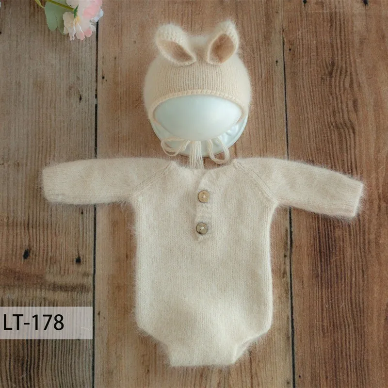 2022 baby bunny romper photography props,handmade mink yarn photo shoot clothes