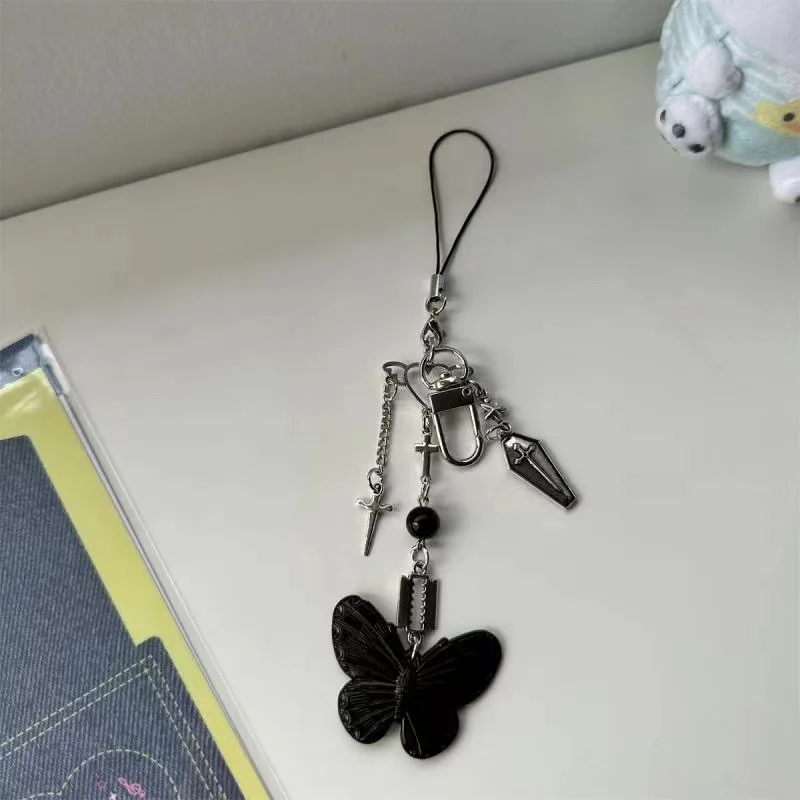 جديد وصول 1 قطعة y2k الأزياء القوس الصليب حاقن الهاتف المحمول سحر الحبل ل مفاتيح حقيبة الديكور سلاسل المفاتيح حزام