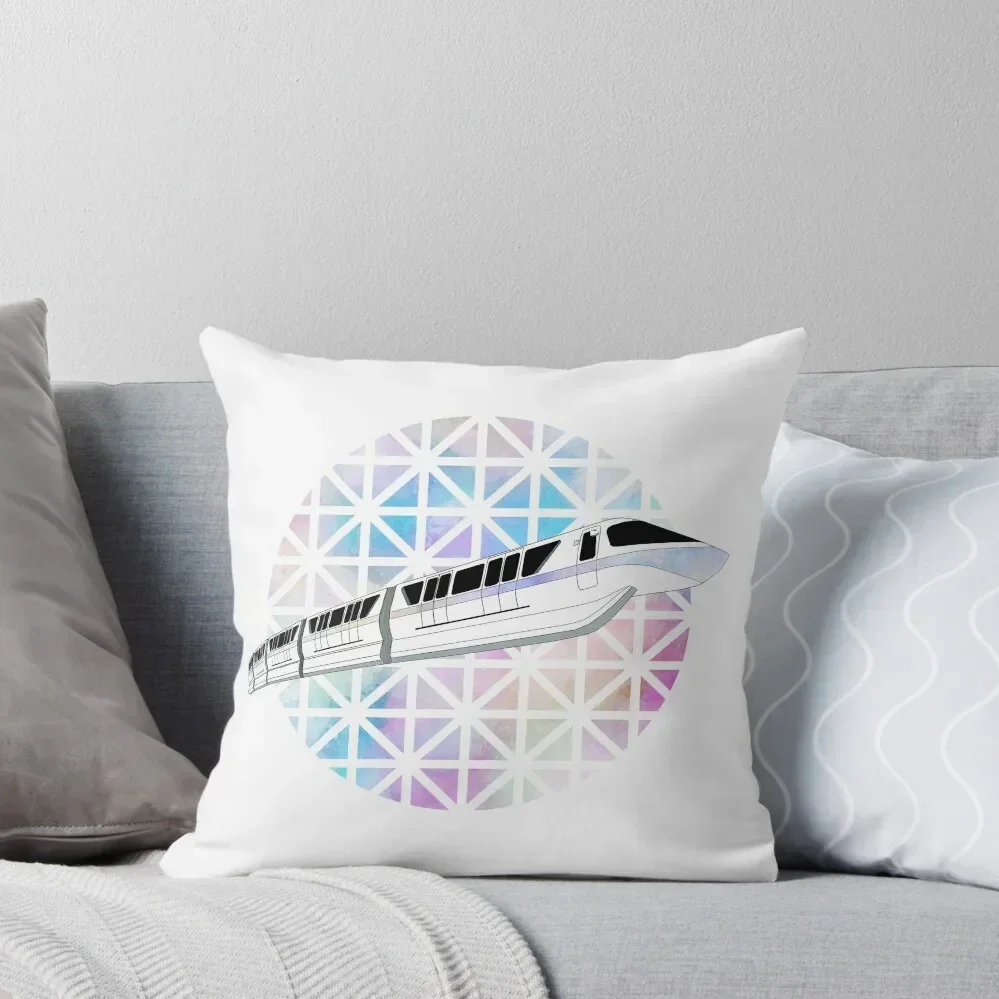 

Rainbow Spaceship Earth Monorail Throw Pillow Bed pillowcases Plaid Sofa Couch Pillows Room decorating items pillow