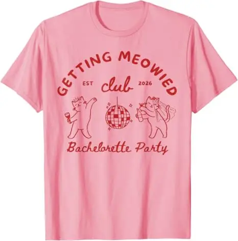 Getting Meowied Club Est 2026 Lustiges Katzen-T-Shirt für Junggesellinnenabschiede, Y2k-Humor, Katzen-Thema, Geschenke für Braut und Brautjungfern – Detail 7
