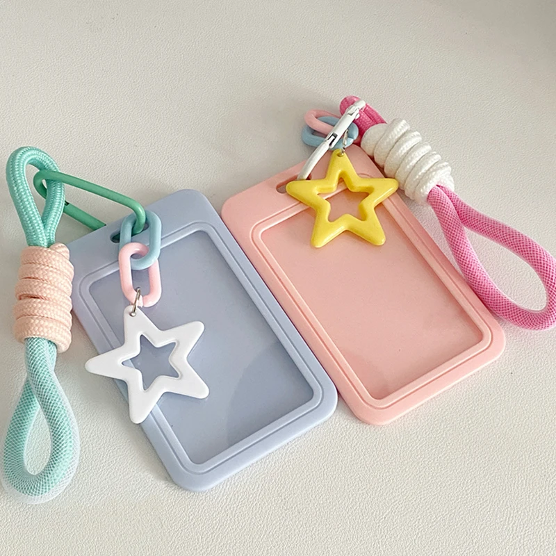 ABS Slide Kpop Photo Card Holder Anti-lost Keychain 3 Inch INS Idol Protective Case Bag Bus Cards Sleeves Supplies