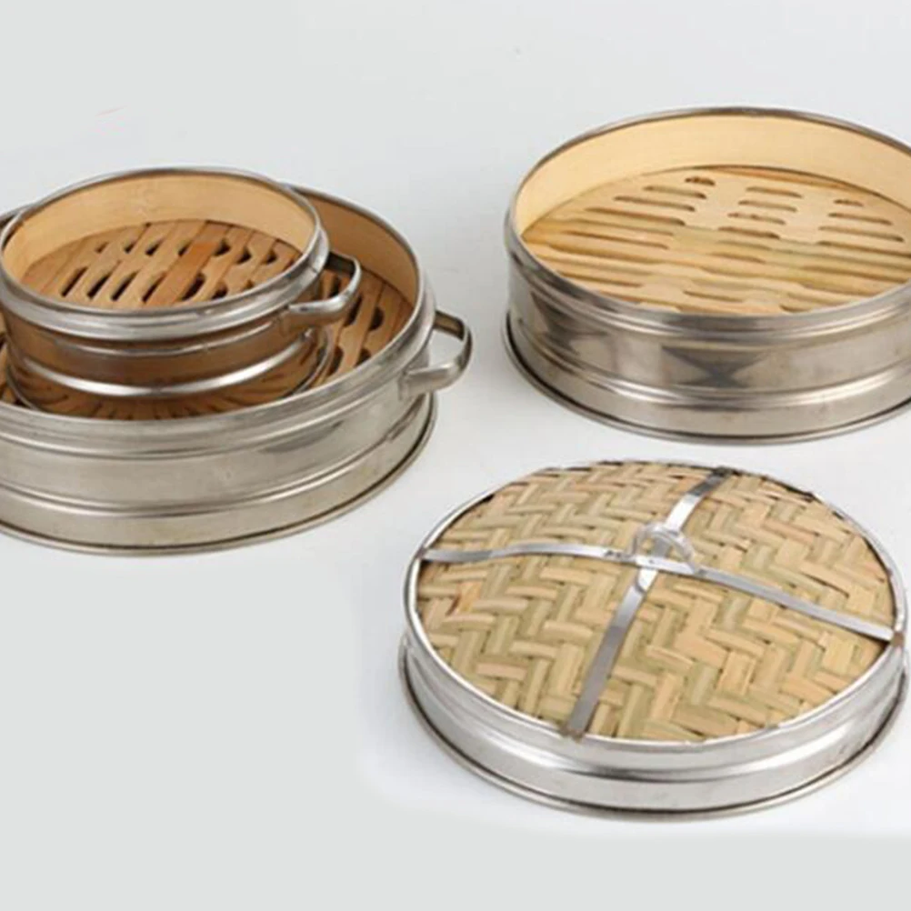 

Stainless Steel Bamboo Steaming Cage Steamer Rack Manual Kitchen Food Basket Buns