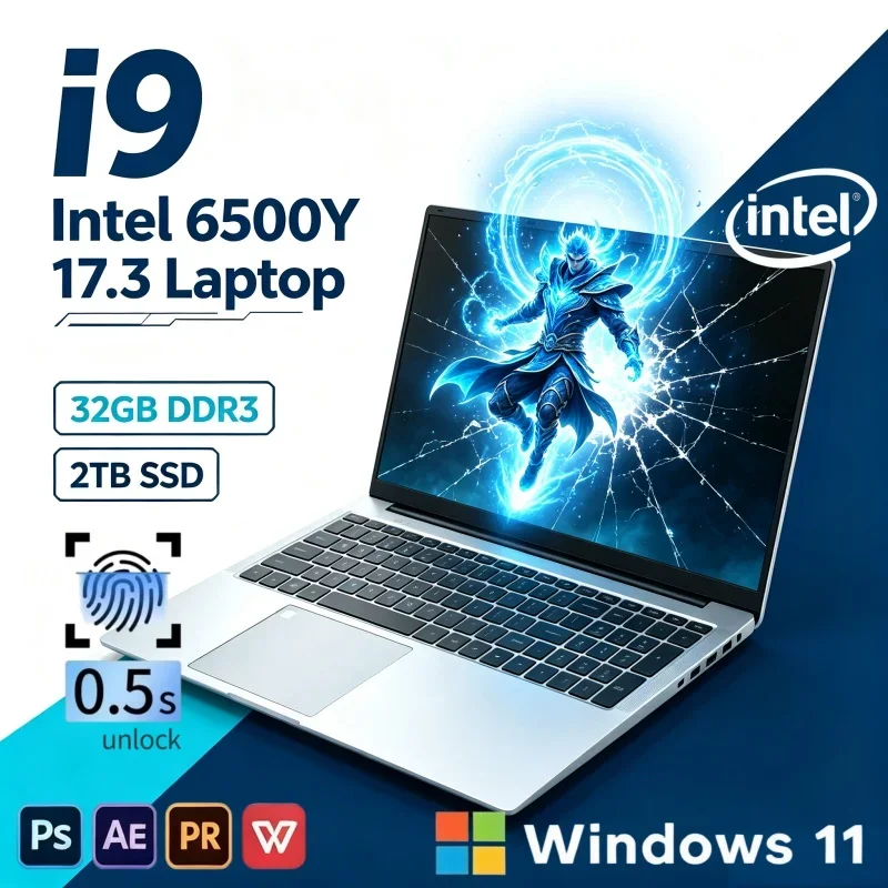 Hot Sale 17.3 Inch Ultra Slim Notebook Intel Core 6500Y 16GB 32GB 2TB Windows11 Home Study Laptop