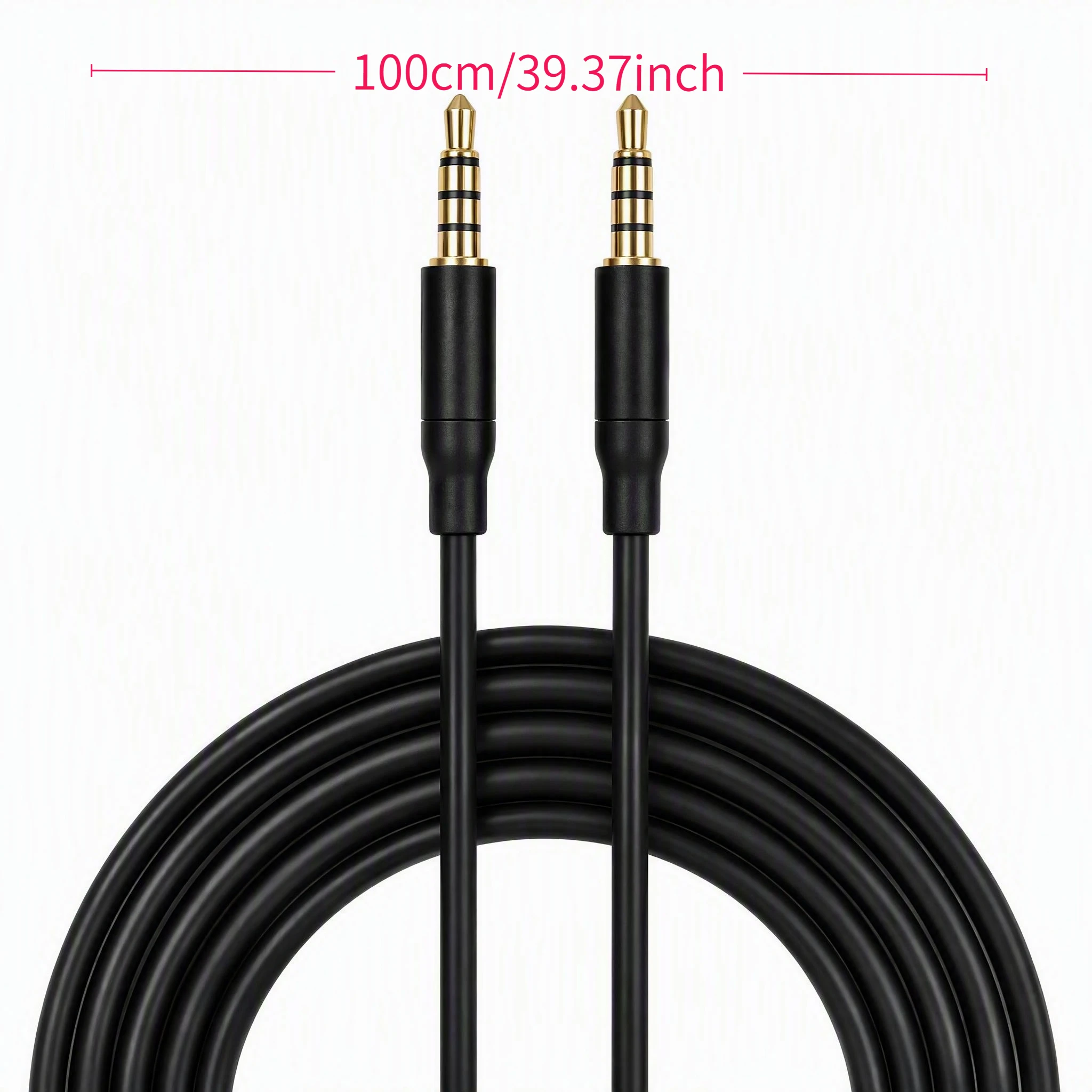TRRS 4-Pole 3.5mm Male to Male AUX Audio Cord With Mic, Audio Cable for Car Stereo Headset Live Stream Karaoke Recording
