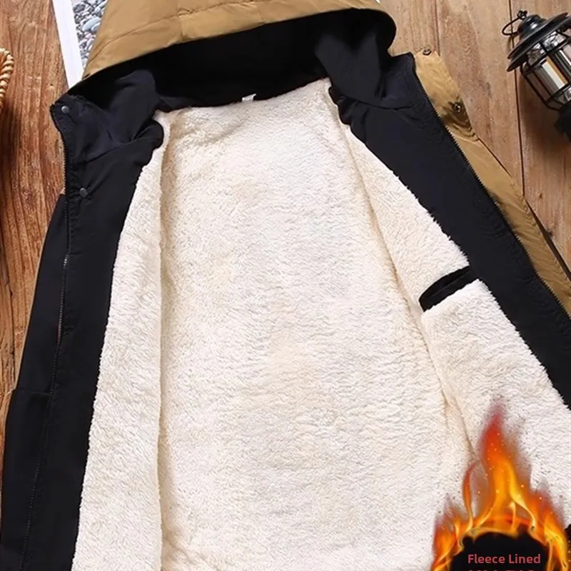 

Мужское хлопковое длинное пальто Thiened Fce Jaet, повседневное ветрозащитное водонепроницаемое модное городское длинное пальто с капюшоном для осени и...