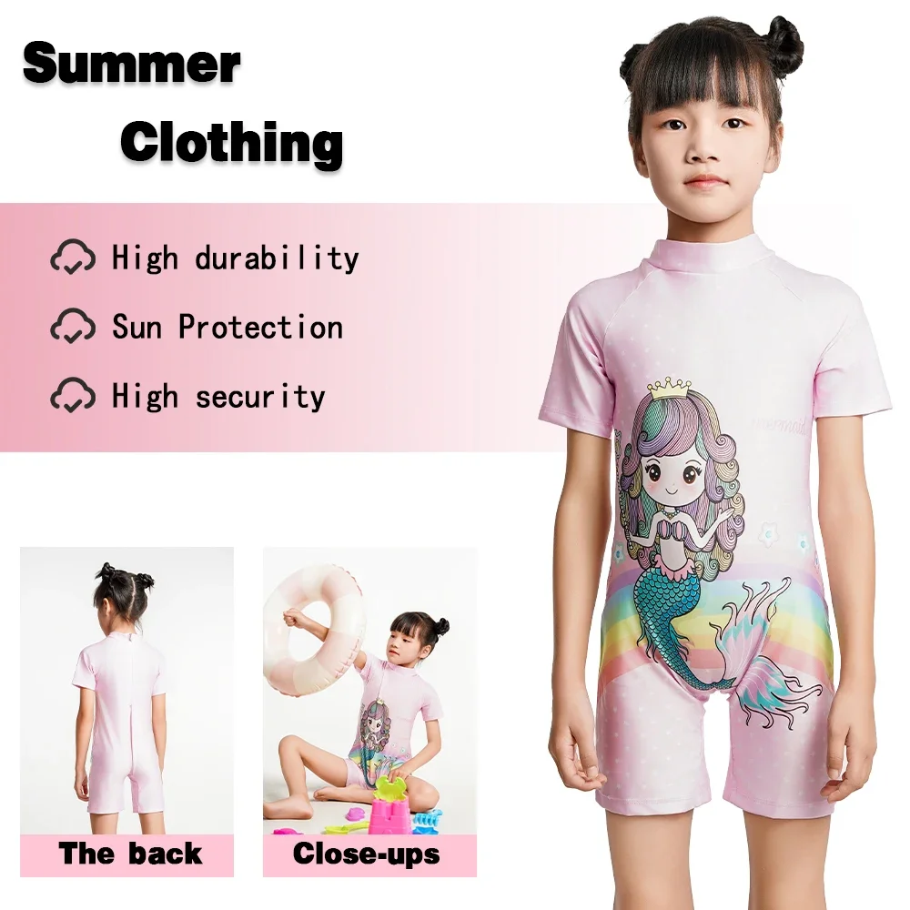 2024 New Cute Cartoon Swimwear Girls Children One-piece suit Kids Swimming Costume  Protection Light Breathable Swimming Set