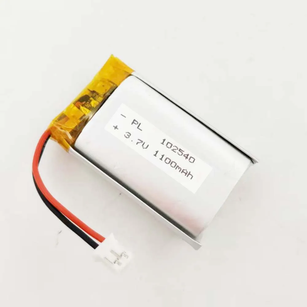 MSDS Verified 2/5/20/200/1000/10000pcs 102540 , Rechargeable 3.7V 1100mAh Li Lipo Lithium Polymer Ion Battery 2 Pin 2.0mm JST