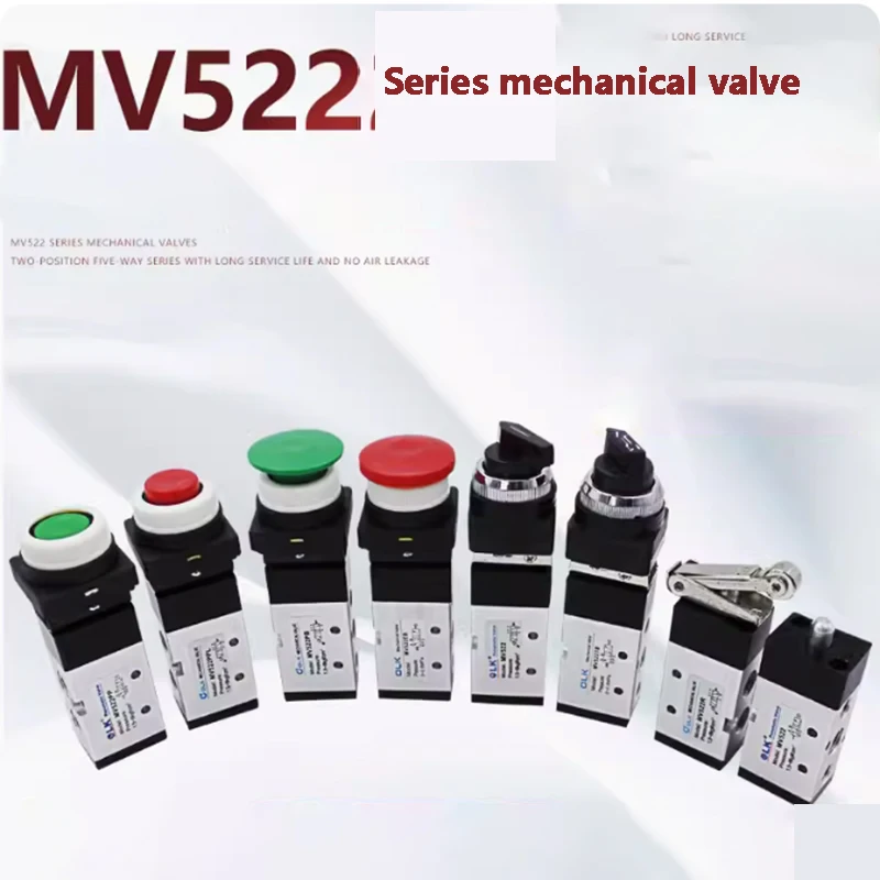 

MV522 Series MV522R PPL PB EBTBLB selector switch valve Pneumatic two position five way mechanical valve button type roller