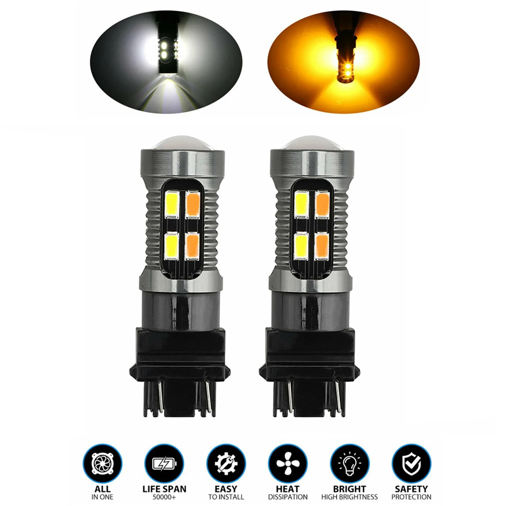 2X LED Light Dual Color Bulb 1157 BAY15D P21/5W 5630 20SMD Canbus Car Brake Reverse Lamp Turn Signal White Amber AJAS