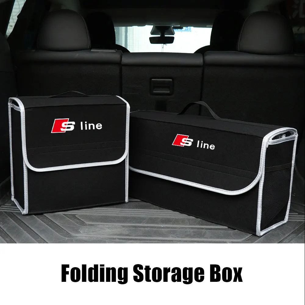 

Car Large Folding Anti Slip Storage Bag Trunk Organizer Interior Accessories Valve Cap For Audi Sline A4 b8 s6 b7 c9 A3 8p 8v A6