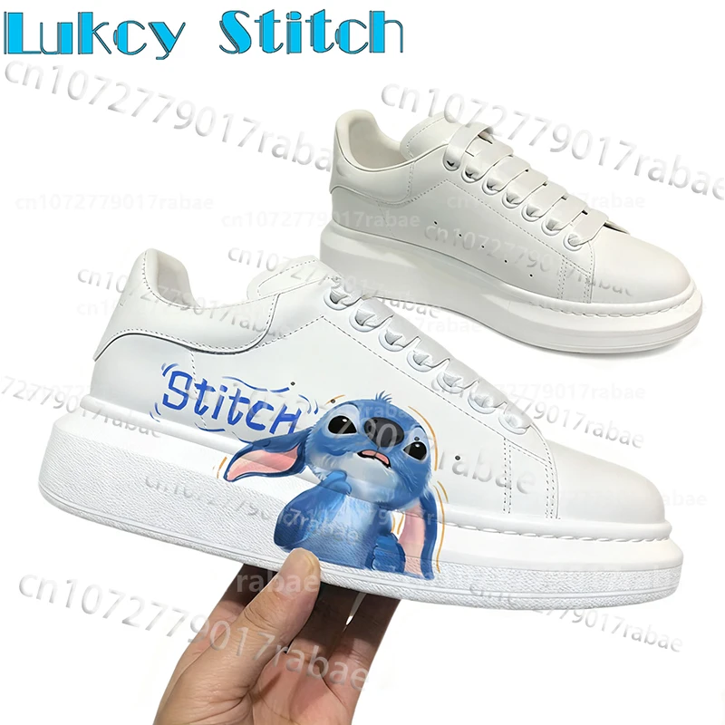 

Hot Selling Stitch Adult Shoes New Model Couple Print White Shoes Man Woman Fashion Trend Popular Lightweight Series Sneakers