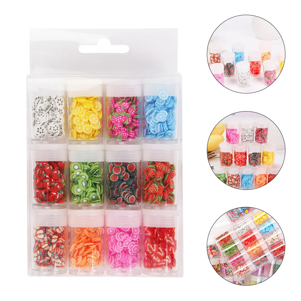 

12 Boxes For Nail Lip Gloss Charms Art Design Diy Decorations Polymer Clay Charms Fruit Slices Fruit Nail Art Slices