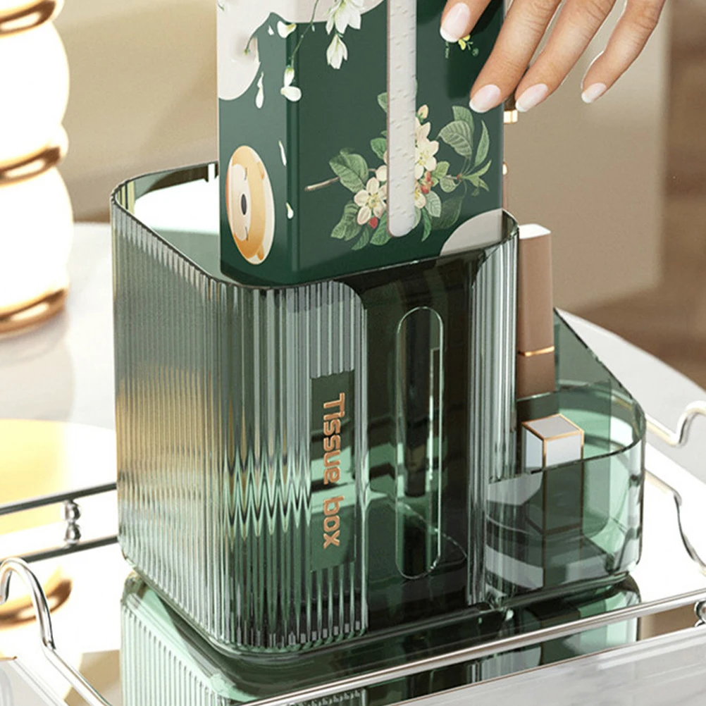 

Tissue Box Green Napkin Holder Punch Free Transparent Storage ganizer Large Capacity Home Office Supplies Container