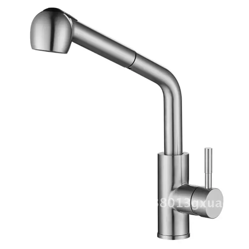 

304 Stainless Steel Pull-out Kitchen Faucet Hot and Cold Water Rotary Sink Tap Mixed Faucet Kitchen Washbasin Nickel