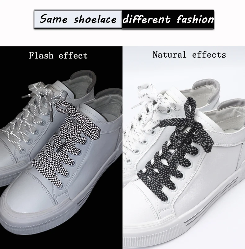 1 Paar Reflektierende Schnürsenkel Flache Schnürsenkel für Sneaker Bunte Reflektierende Schuhbänder Leuchtende Schnürsenkel 100/120/140/160CM Schnüre – Detail 10