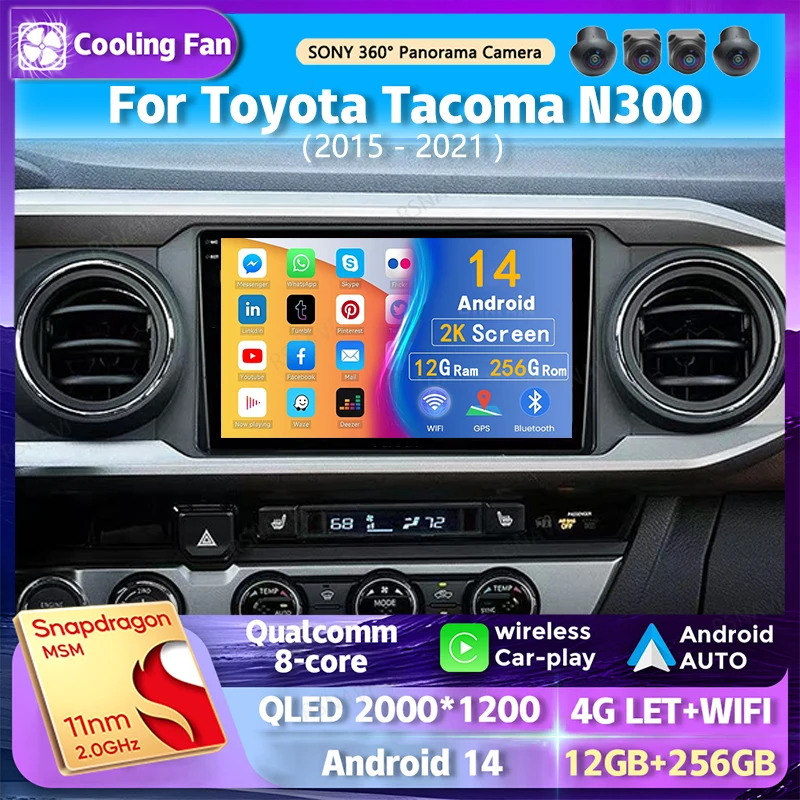 Android 14 wifi+4G Carplay Car Radio For Toyota Tacoma N300 2015 - 2021 Navigation GPS Video Player Stereo Multimedia DSP DVD BT