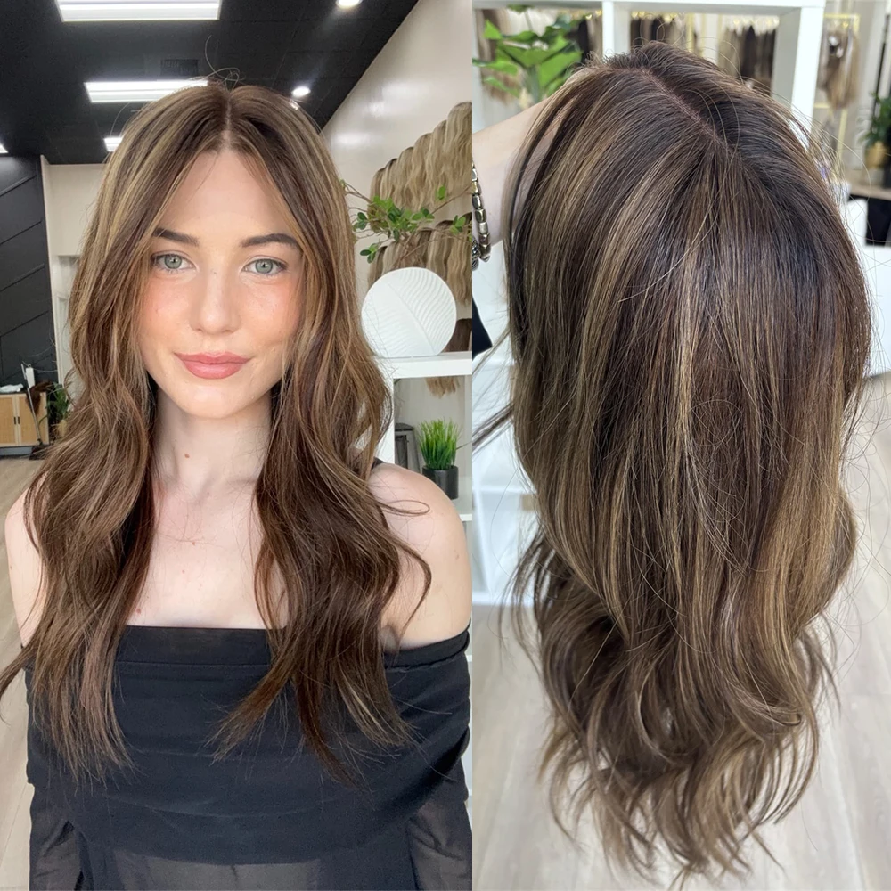 

Body Wave Synthetic Lace Front Wigs Balayage Brown Blonde Wig for White Women Heat Resistant Daily Party Glueless Wig Realistic