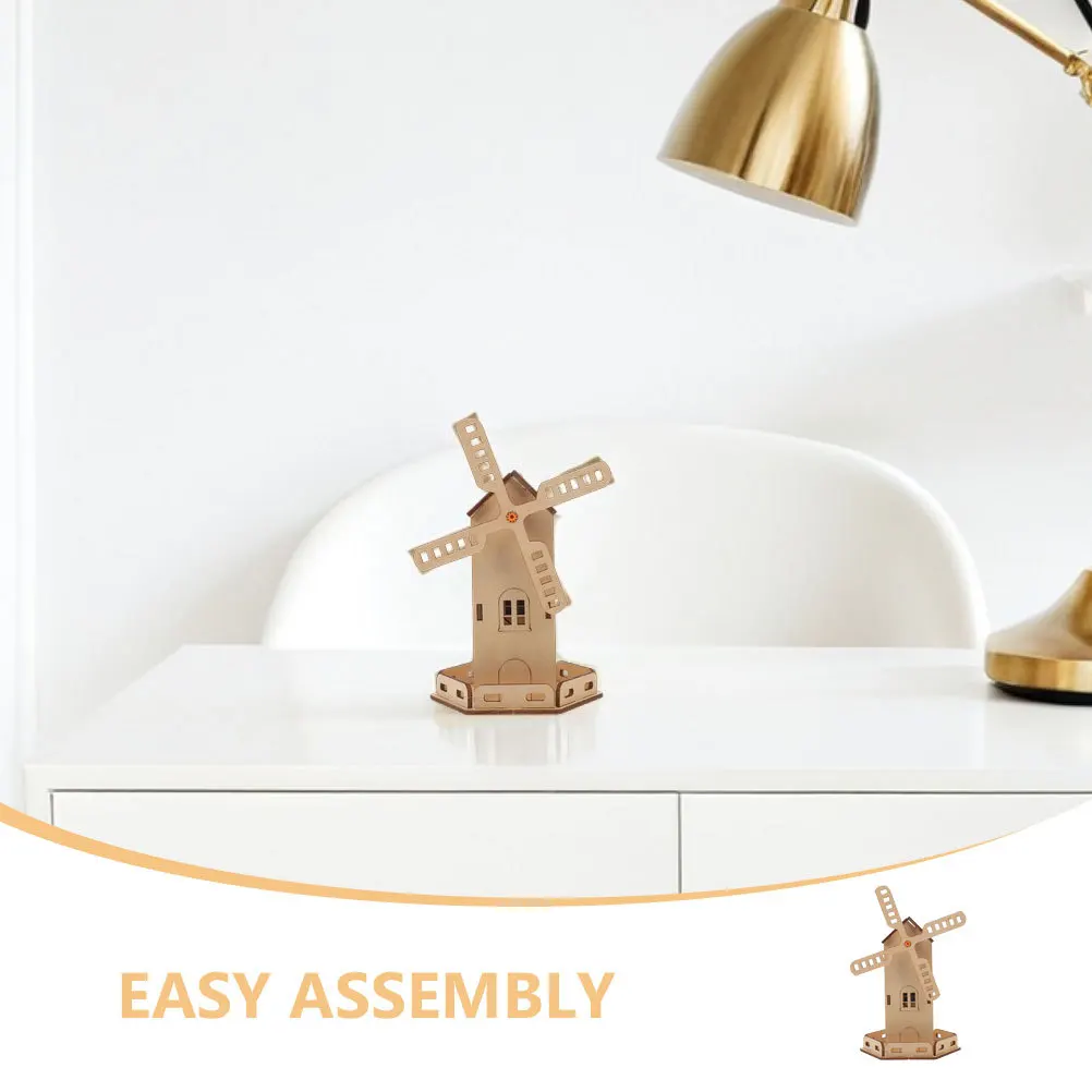 3개 세트 태양광 발전 풍차 STEM 교육 과학 공예 키트 DIY 목조 주택 건설 과학 실험