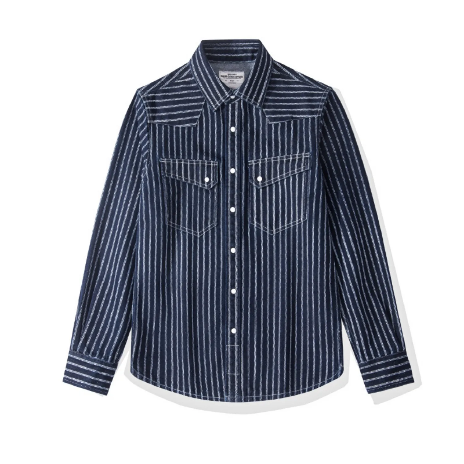 Camisa vaquera de manga larga para hombre, gruesa, de trabajo, con doble bolsillo, solapa, holgada, para primavera y otoño.