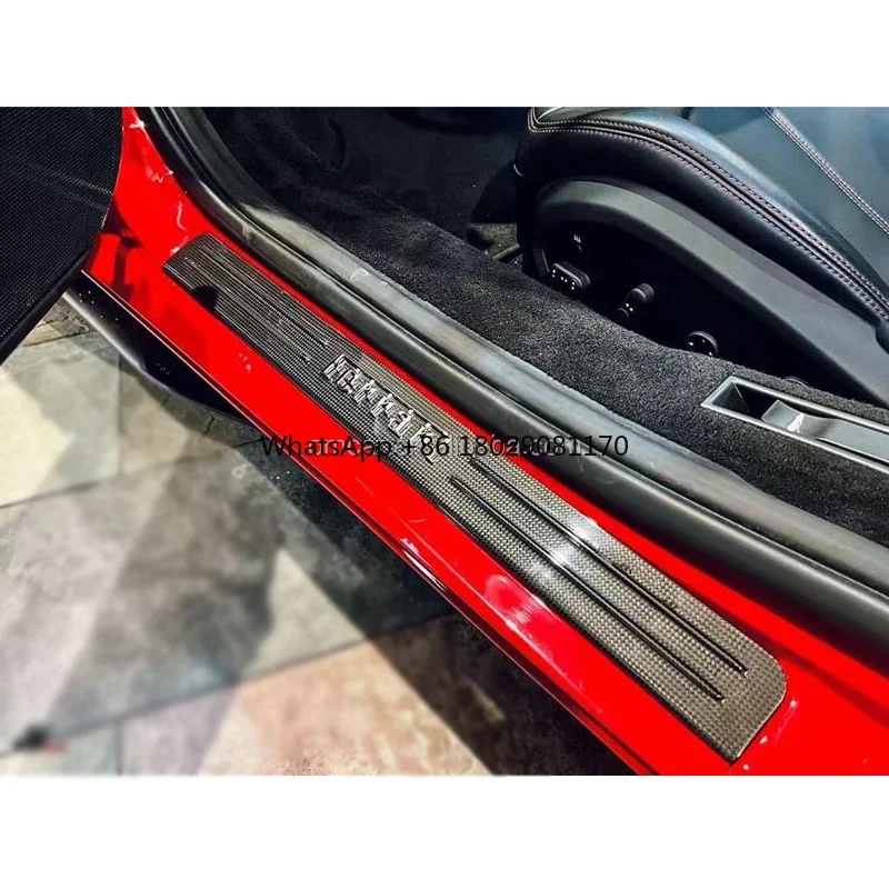 Embellecedor de alféizar de puerta de fibra de carbono, accesorios de coche, Kits interiores para Ferrari F8, Spider, Tributo