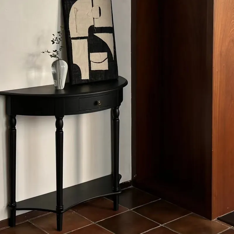 American Style Solid Wood Console Table Ultra Narrow Entryway Sofa Table Space Saving Sideboard Vintage Hallway Decor Shelf