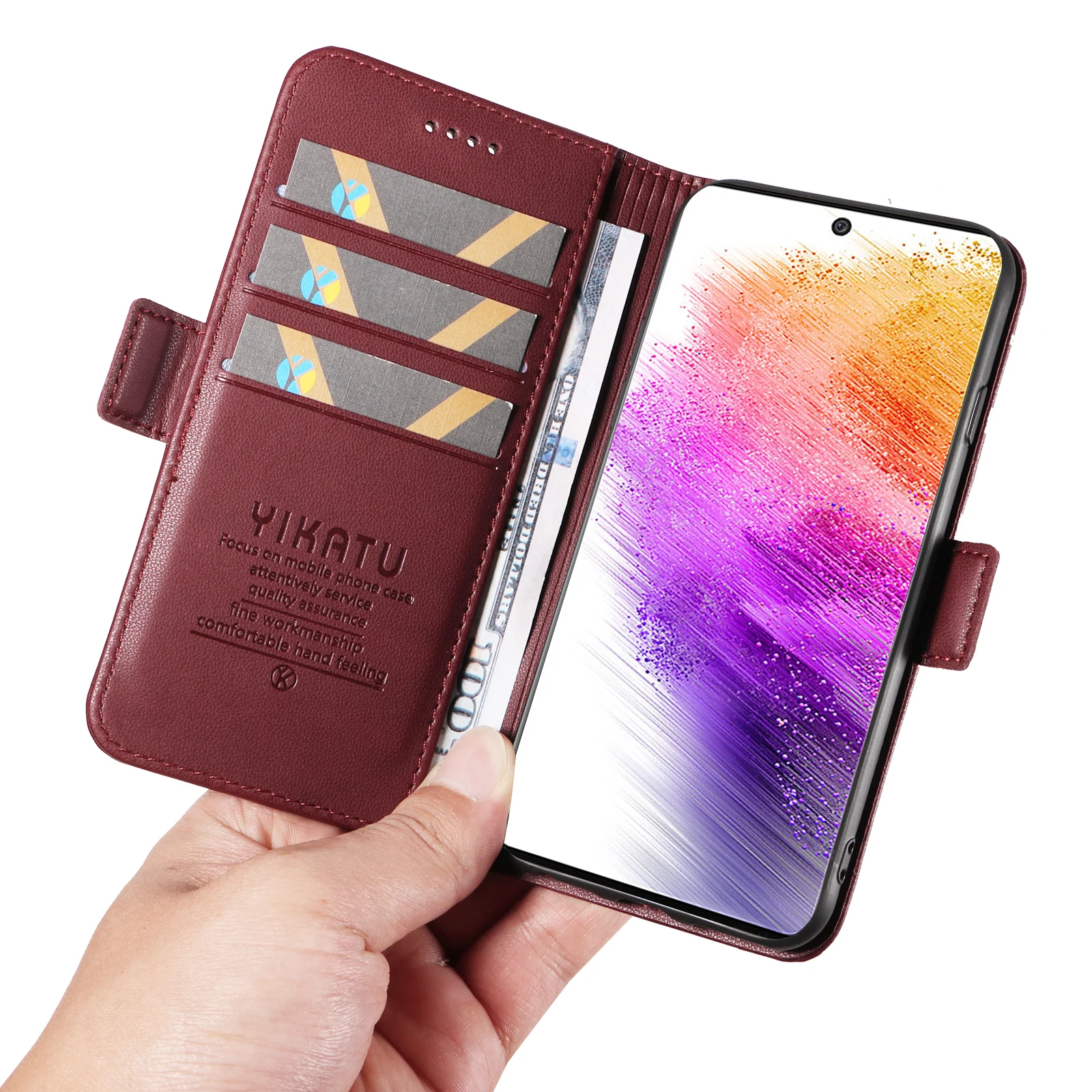 حافظة لهاتف سامسونج جالاكسي A 40 50 51 42 43 51 53 54 71 72 73 حافظة هاتف فاخرة من الجلد الصناعي بإبزيم جانبي لتخزين البطاقات والمال #2