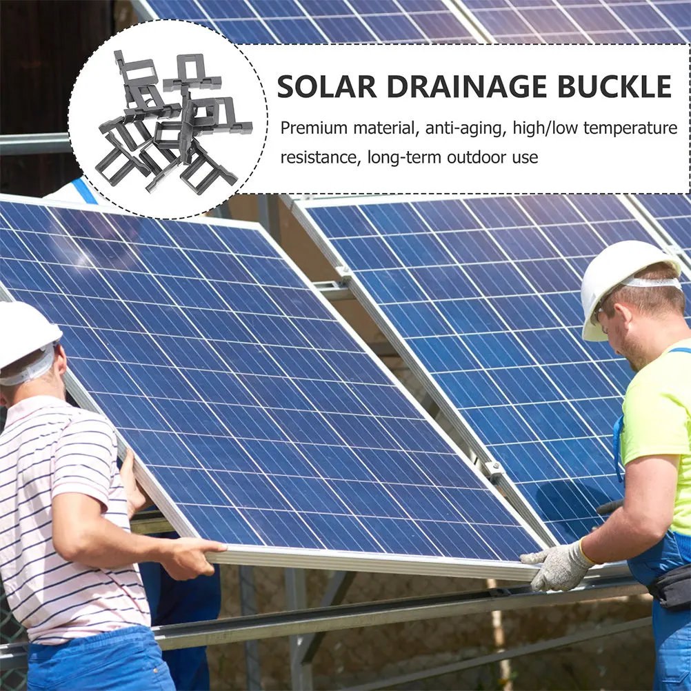10Pcs Solar Panel Water Drainage Clips ABS Self-Fastening Photovoltaic Panel Clamp Remove Mud Water Stagnation
