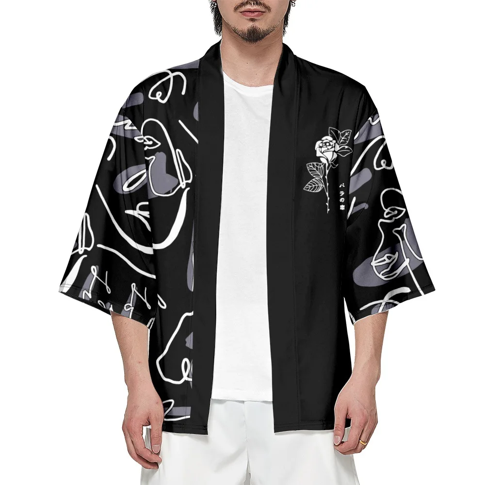 Fashion Graffiti Kimono Cardigan Oversized Haori Japanese Harajuku Women Men Cosplay Blouse Yukata Clothing