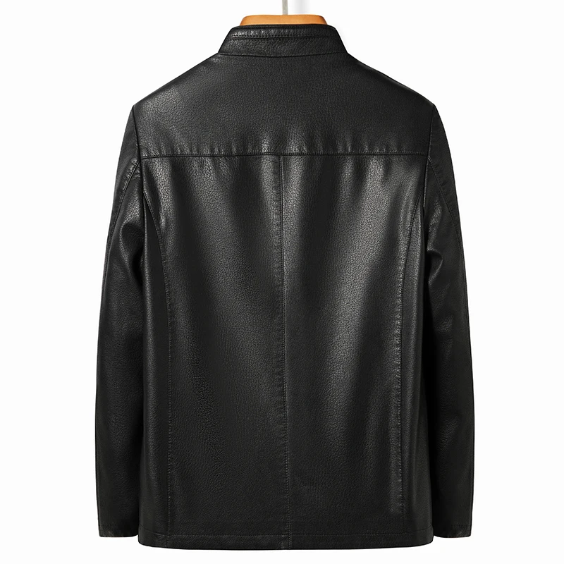 YN-2263 Autumn And Spring Men\'s Stand Collar Jacket Natural Leather Thin Section Plus Velvet Fashion  Jacket Motorcycle Youth