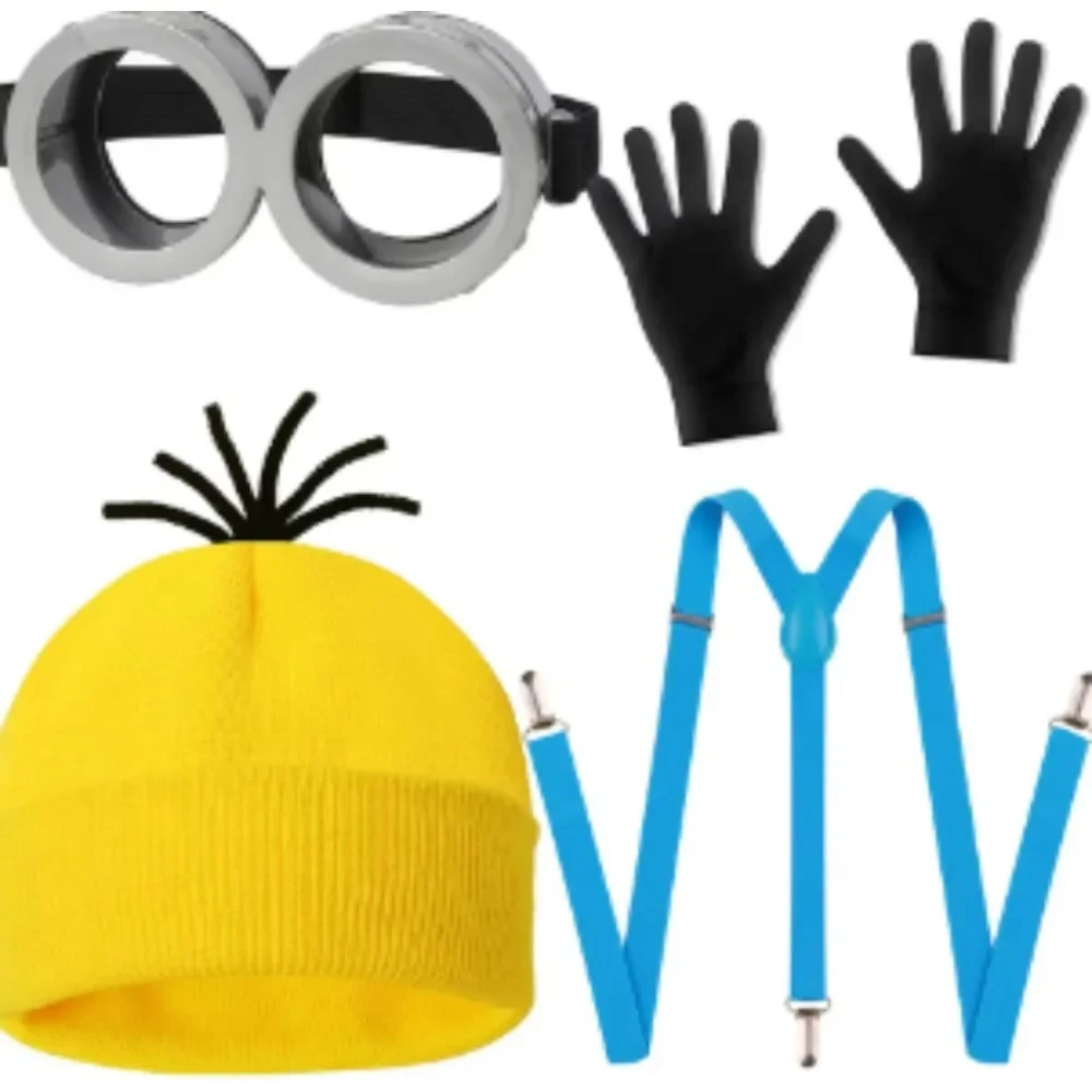 4 個リトルイエローマンコスプレ衣装アクセサリー成人男性女性ゴーグル装飾メガネビーニー帽子女性ハロウィンパーティー