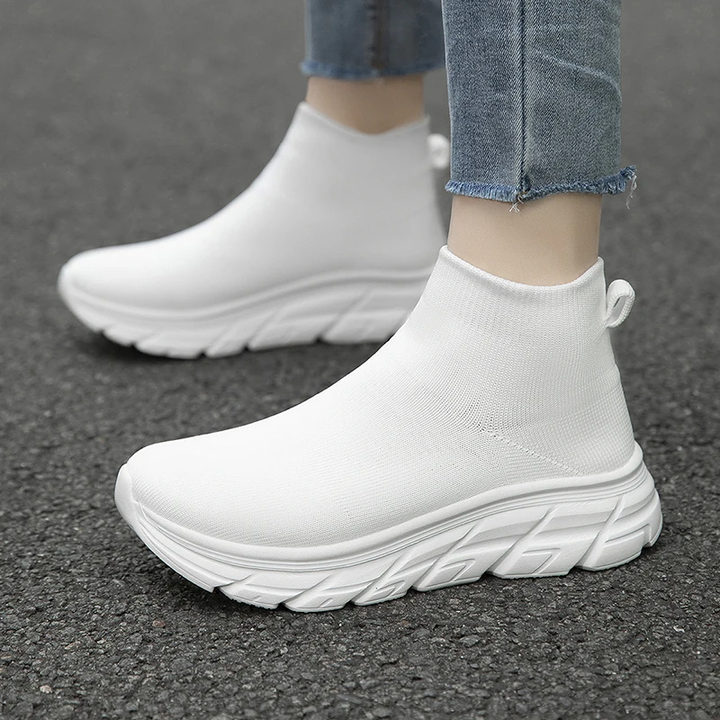 Brand Men Women Flying Woven Socks Boots Mesh Breathable Elastic Casual Sport Shoes Outdoor Running Walking Jogging Shoes 35-46