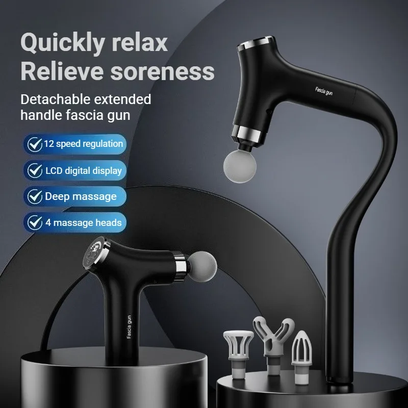Extended Handle Fascia Gun Professional Smooth Stable Shock-absorption Detachable Massage Gun Strong Portable Massage Device
