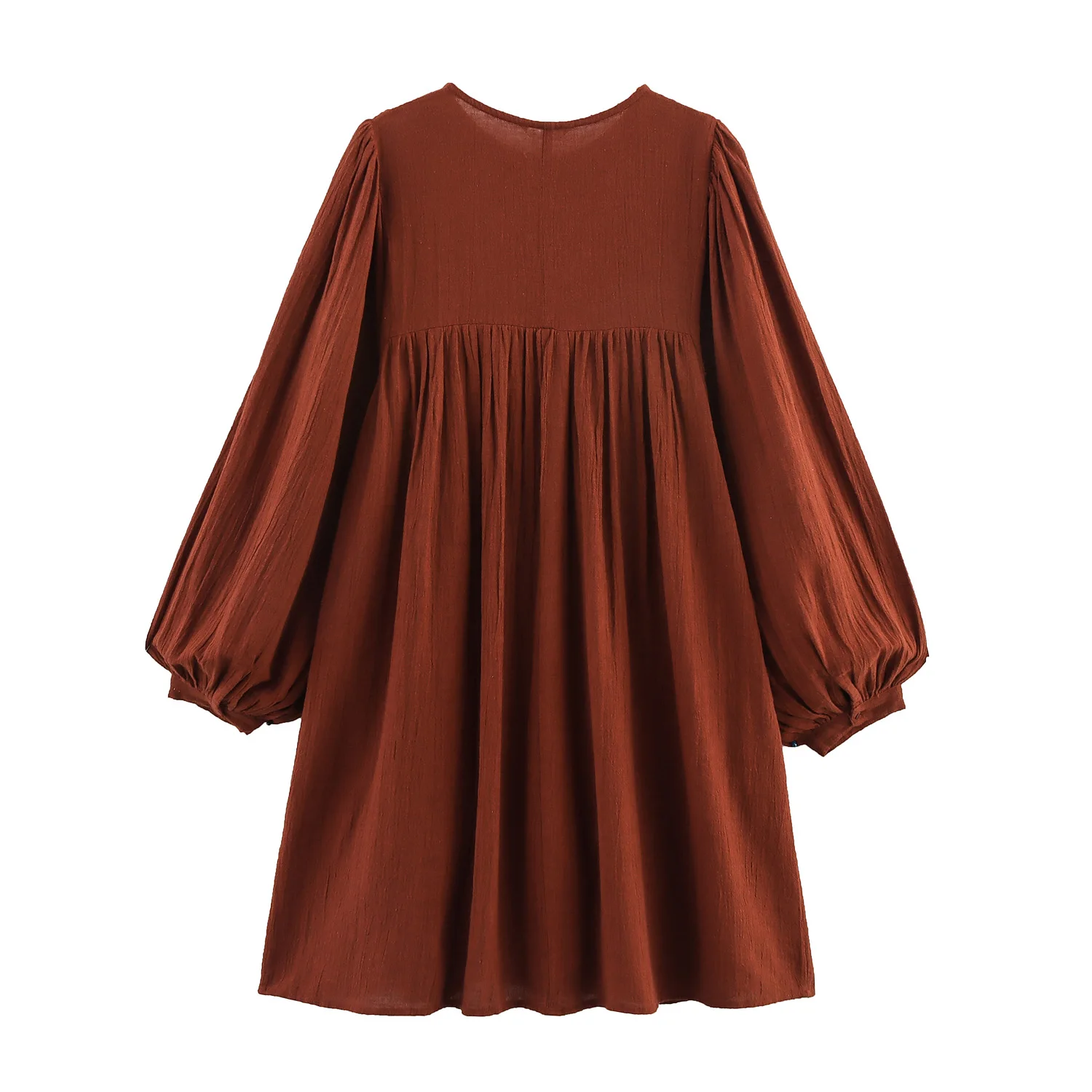 JNLEAOG Autunno ort Ricamato Dr Design unico Faion da donna Vita ampia Poliestere Lungo Sve rotondo Ne Busin Dr