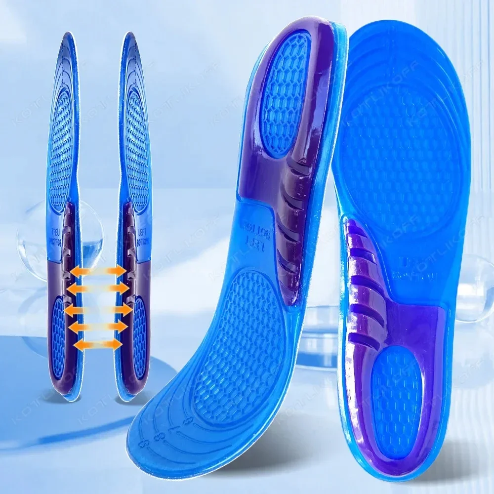 Silicone Gel Insoles For Shoes Soft Shock Absorption Sport Shoes Sole Anti-slip Template For Man Women Foot Care Ideal Gift