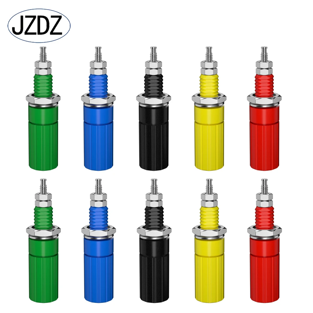 JZDZ 10 sztuk 4mm gniazdo bananowe zacisk nakrętka wtyczka bananowa Jack złącze elektryczne Terminal DIY części J.50006