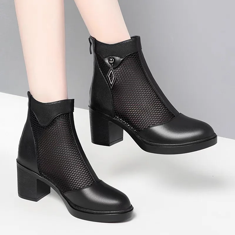 

Women's Genuine Leather oes Breathable Hollow out Design Thi Heel Spring Summer Autumn Season Casual Spor Footwear