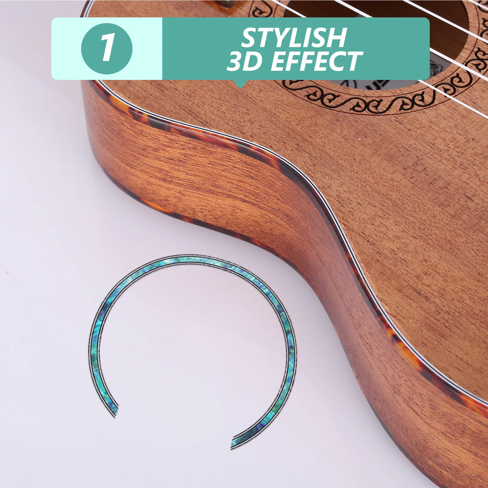 Guitar Sound Hole Trim Sticker with Unique 3D Dimensional Effect Color Shift Feature for Classical Electric Ukulele Easy