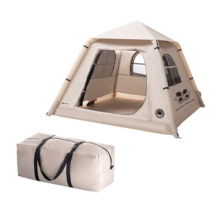 

Hot Sale 3-4 Person Glamping Inflatable Camping Tent Waterproof Oxford for Outdoor Family Hiking Camping One Bedroom Structure