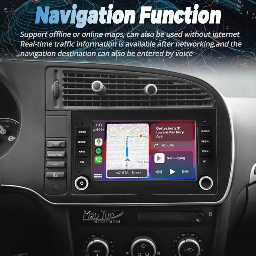 7 بوصة أندرويد سيارة الوسائط المتعددة مشغل فيديو ل SAAB 9-3 93 2005-2008 ستيريو بلوتوث لتحديد المواقع والملاحة Autoradio Carplay رئيس وحدة