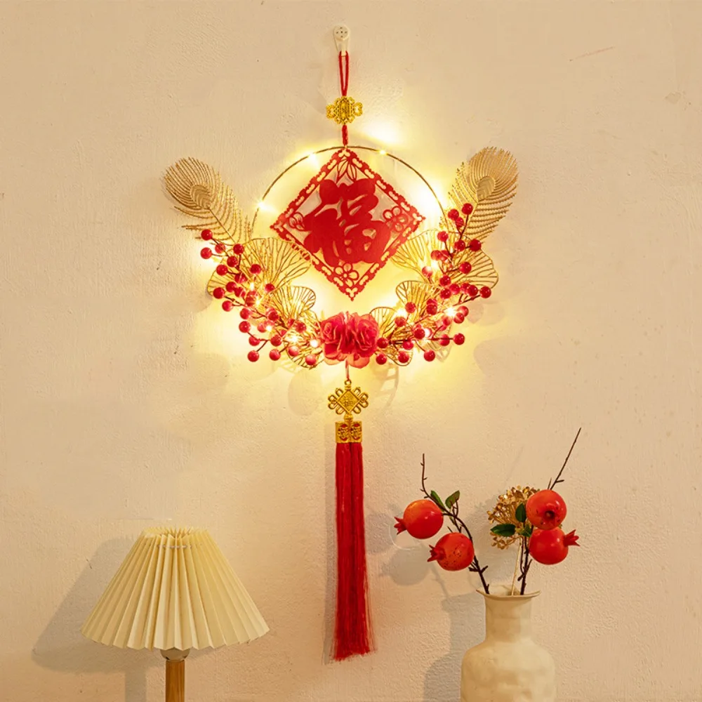 

Led Light FU Wreath Garland FU Character Three-dimensional New Year's Blessing Wreath Multi-purpose Durable