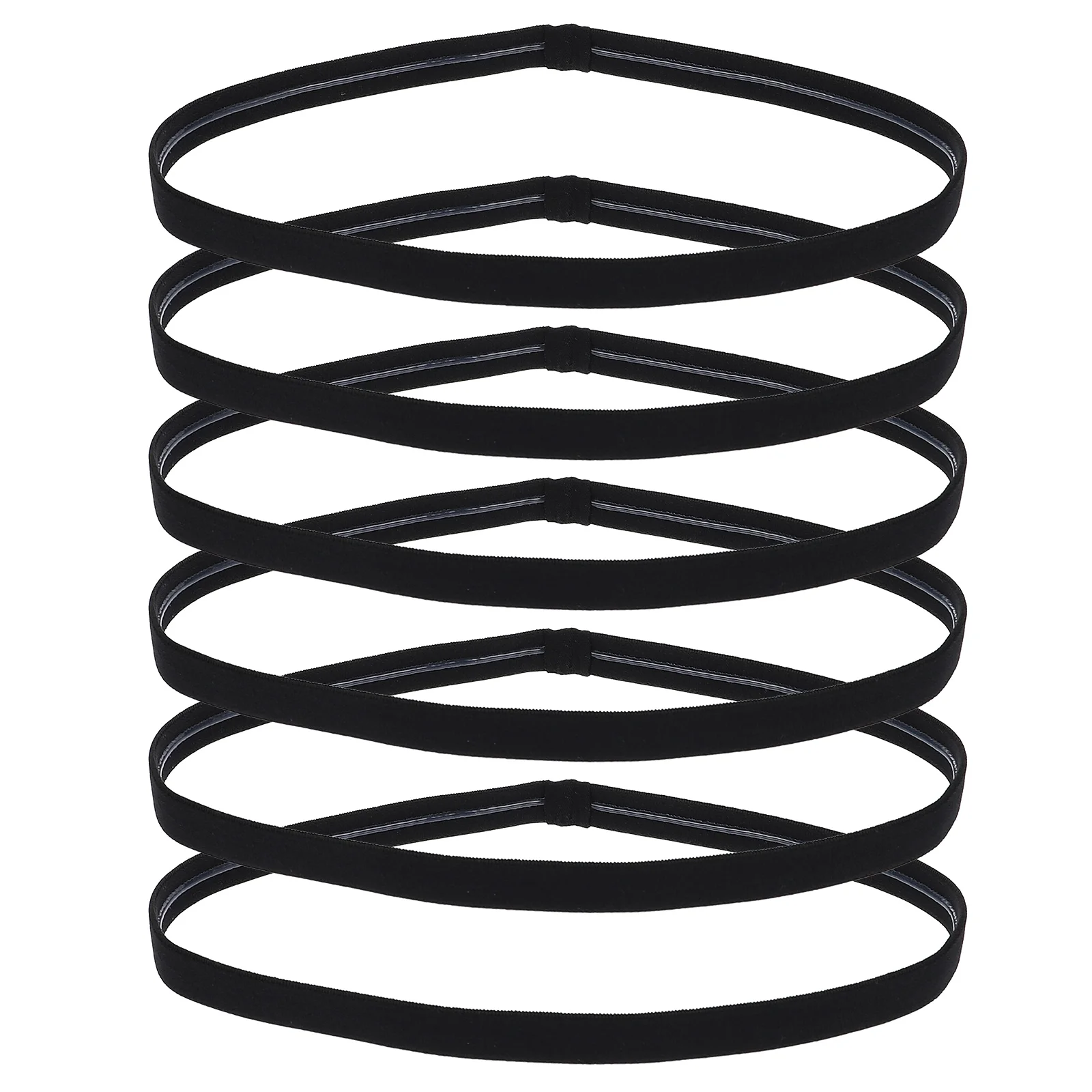 

6Pcs Anti-Slip Silicone Headband for Men Elastic Sweatband Quick-Dry Sports Hair Band for Basketball Running Gym Workout