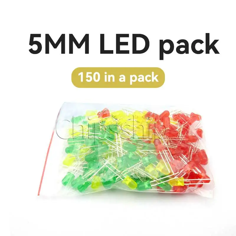 

5mm LED Light Red, Green and Yellow 50 of each Light Emitting Diode Package totally 150