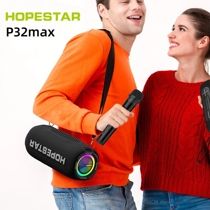 Imagem -04 - Max 55w Alto-falante Bluetooth de Alta Potência Alto-falante Impermeável ao ar Livre Coluna sem Fio Efeito de Iluminação Rgb Subwoofer Party Karaoke Hopestar-p32