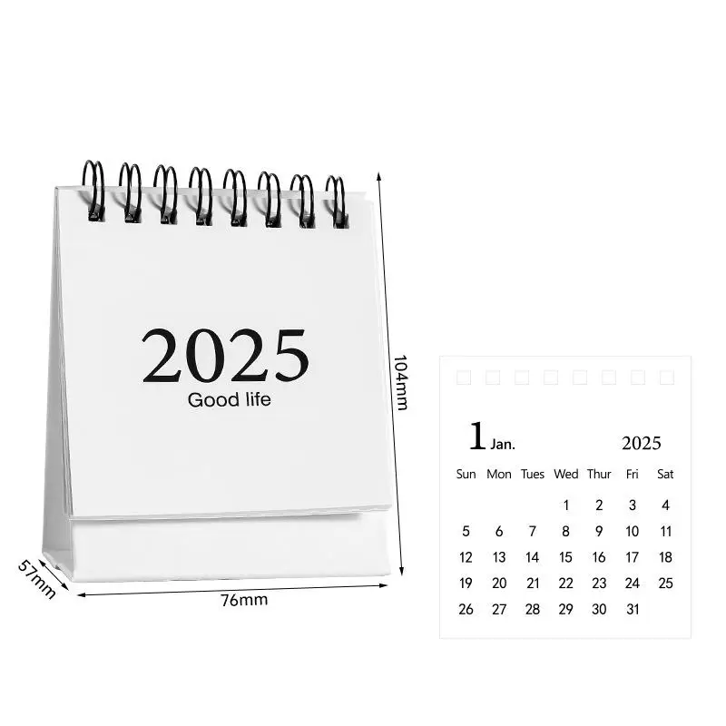 Mini calendário de mesa 2025, decoração criativa de escritório, calendário de mesa, memorando diário, planejador de aprendizagem, material de escritório