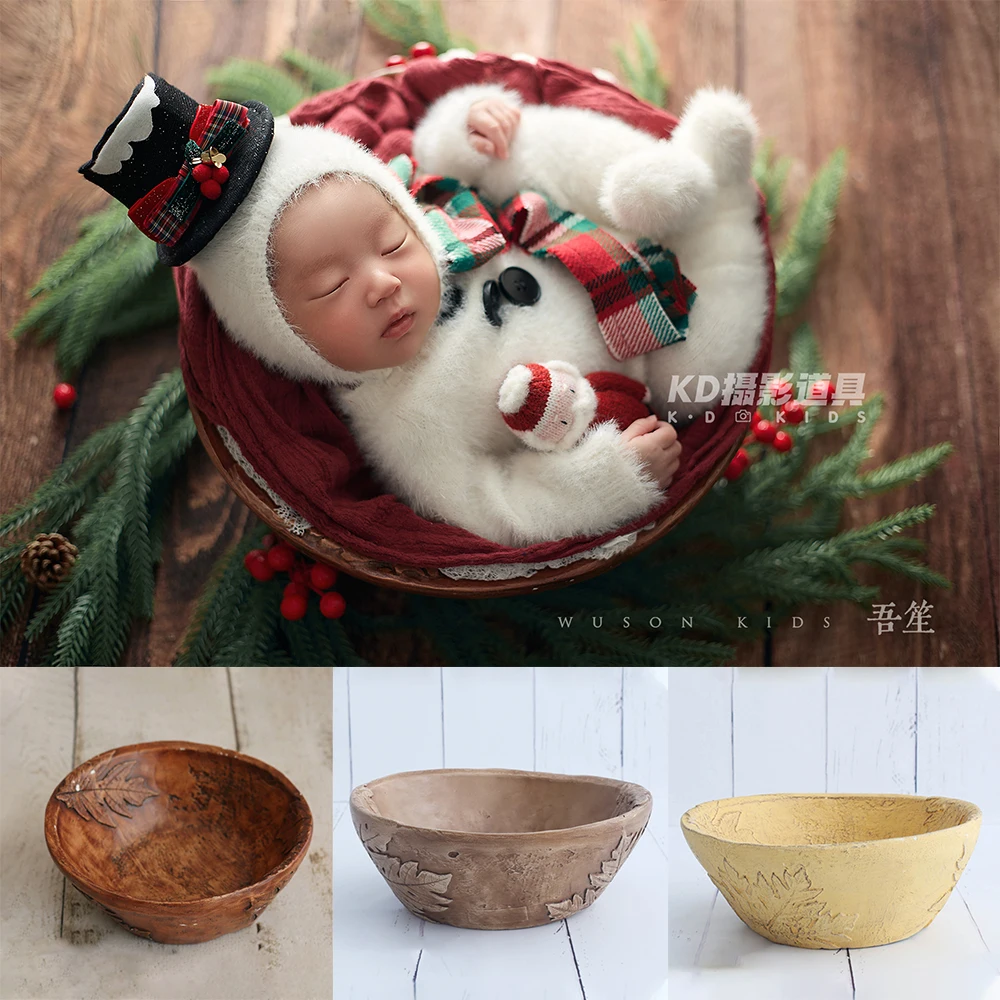 Newborn Photography Props Vintage Photo Posing Bowl for 0-1 Month Baby Studio Practical Versatile Shooting Props Basin Accessory
