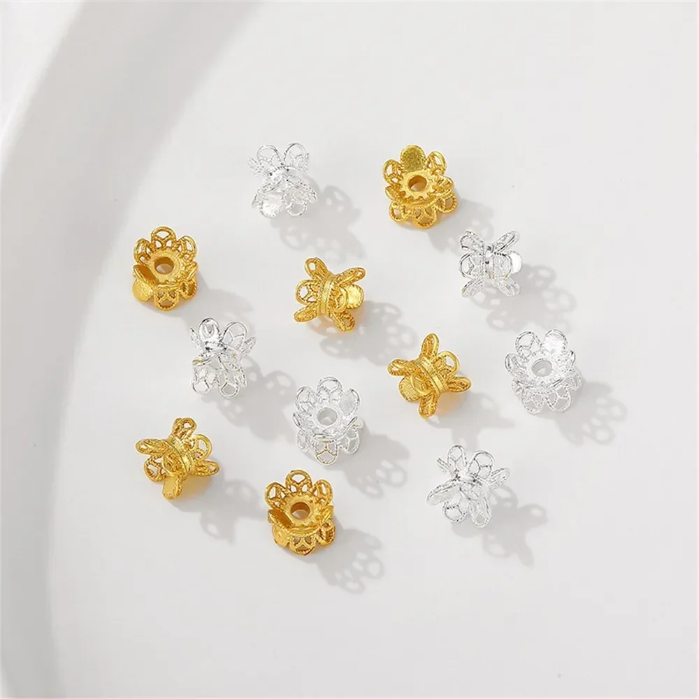 جوفاء أسطواني برأسين وعاء Diy اليدوية سوار قلادة اللؤلؤ على الوجهين زهرة قبعة مجوهرات اكسسوارات