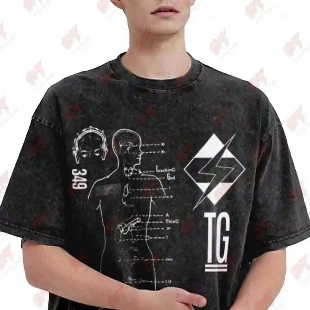 Throbbing Gristle Psychic TV Coil Current 93 Cabaret Voltaire Vintage Washed Tee Pure Cotton T-Shirt