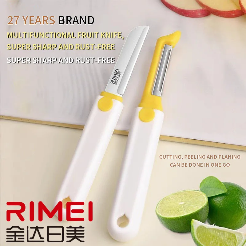 RIMEI Double-headed stainless steel household peeling fruit peel tool Multi-functional household carry 2-in-1 fruit knife